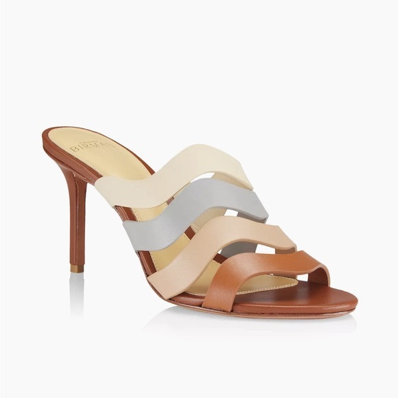 Alexandre Birman Aila Leather Wavy Mule Sandals size 37 - Picture 1 of 13